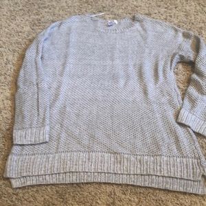 Marled light grey and white tunic sweater